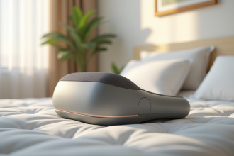 Appareil de massage pour le cou sur un lit ensoleille