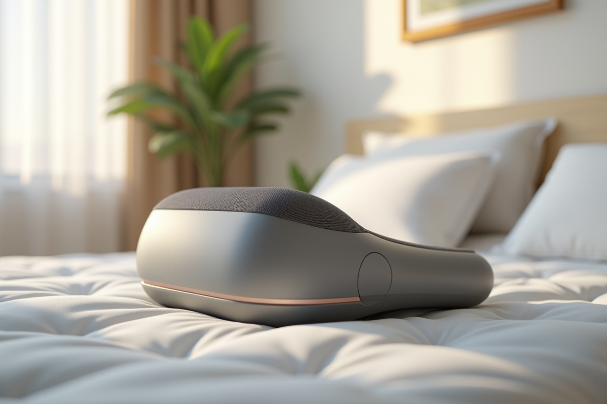 Appareil de massage pour le cou sur un lit ensoleille