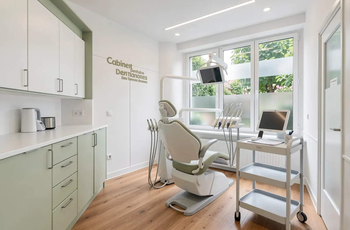 Salle de soins moderne du Cabinet Dentaire Des Tannes Basses avec scanner intra-oral et ambiance lumineuse épurée