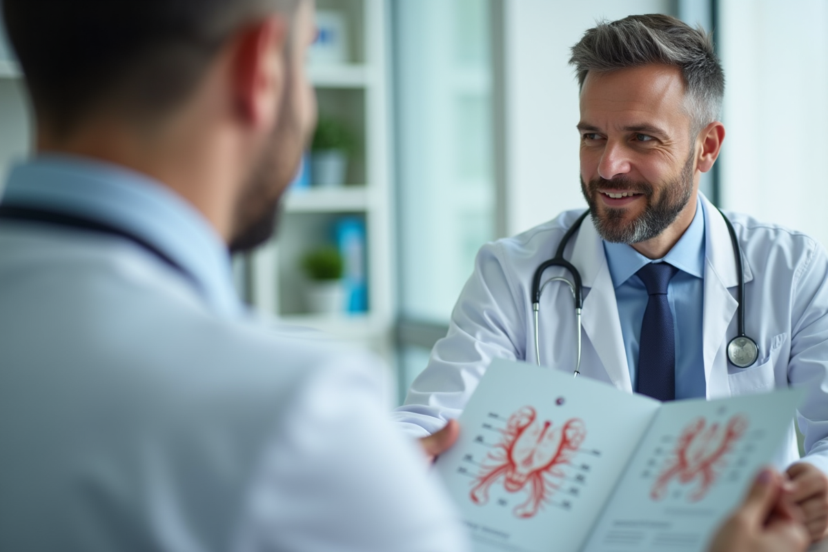 Consultation médicale avec un homme allergique et un docteur