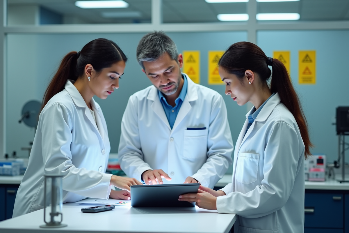 Equipe de professionnels discutant d