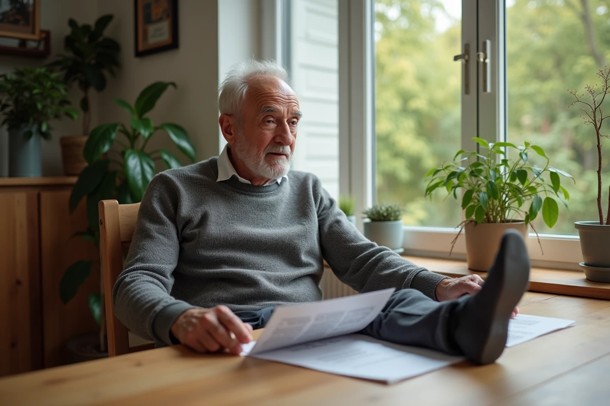 Homme âgé faisant des étirements avec bande de résistance