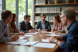 Groupe de personnes discutant dans un centre communautaire