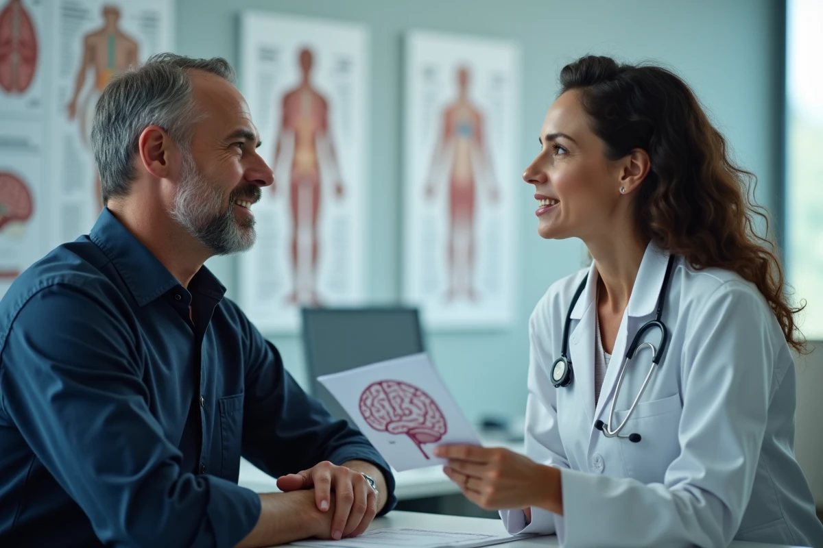 Médecin et patient discutant dans un cabinet médical moderne